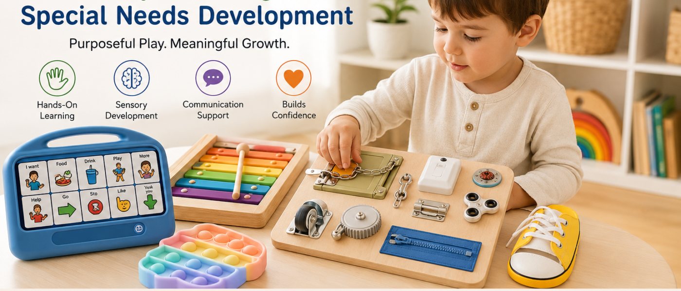 AAC communication device and Montessori busy board for toddlers